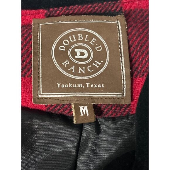 DOUBLE D RANCH Plaid Women Crop Wool Blend Jacket Red/Black size Medium - Picture 3 of 11